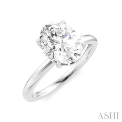 1/20 Ctw Oval Shape Round Cut Diamond Semi-Mount Engagement Ring in 14K White Gold