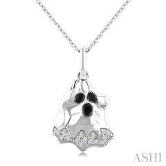 1/20 Ctw Petite Ghost Round Cut Diamond Pendant With Chain in 10K White Gold