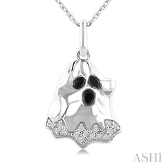 1/20 Ctw Petite Ghost Round Cut Diamond Pendant With Chain in 10K White Gold
