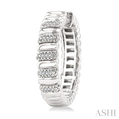 1/10 Ctw Bold Wide Ribbed Single Cut Diamond Fashion Earrings in Sterling Silver