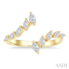 1/2 Ctw Marquise Cut Diamond Bypass Fashion Open Ring in 14K Yellow Gold