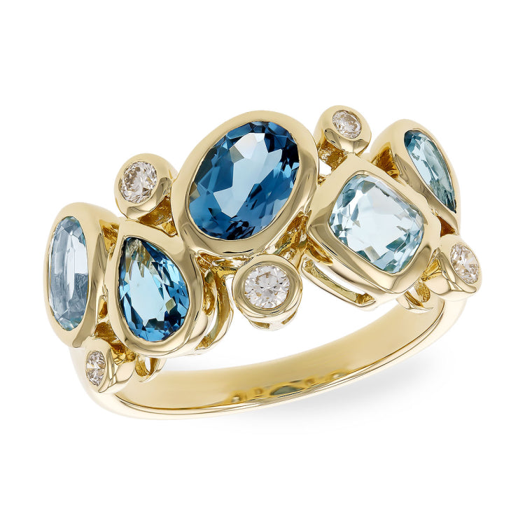 14KT Gold Ladies Blue Topaz Fashion Ring