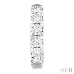 1 1/2 Ctw Round Cut Diamond Hoop Earrings in 14K White Gold