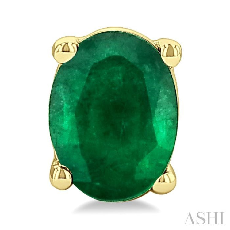 4X3 MM Oval Shape Emerald Precious Stud Earrings in 14K Yellow Gold