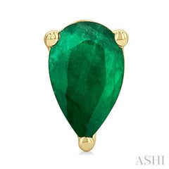 4X3 MM Pear Shape Emerald Precious Stud Earrings in 14K Yellow Gold