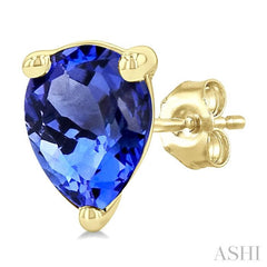 5X3 MM Pear Shape Tanzanite Precious Stud Earrings in 14K Yellow Gold