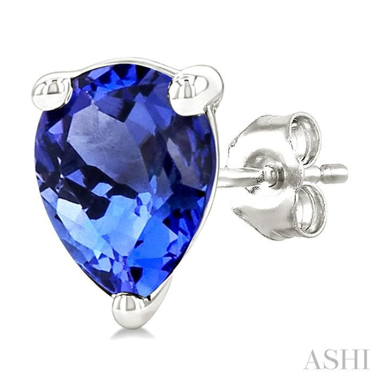5X3 MM Pear Shape Tanzanite Precious Stud Earrings in 14K White Gold