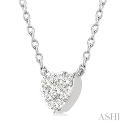 1/10 Ctw Lovebright Petite Heart Shape Round Cut Diamond Fashion Pendant With Chain in 10K Yellow and White Gold