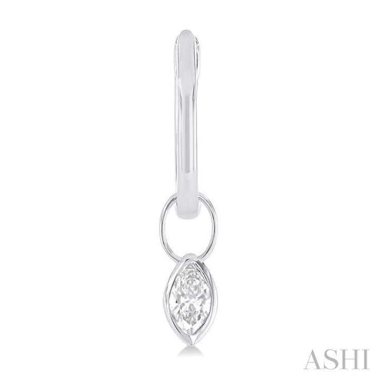 1/3 ctw Bezel Set Marquise Cut Diamond Huggie Earrings in 10K White Gold