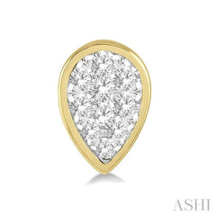 1/3 Ctw Pear Shape Lovebright Round Cut Diamond Bezel Stud Earrings in 14K Yellow and White Gold