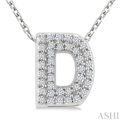 1/8 Ctw Bubble Accent Initial 'D' Round Cut Diamond Fashion Pendant With Chain in 10K White Gold