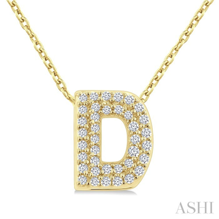 1/8 Ctw Bubble Accent Initial 'D' Round Cut Diamond Fashion Pendant With Chain in 10K Yellow Gold