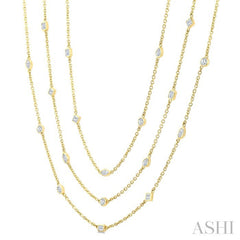 5 Ctw Mixed Diamond Cut 60-Inch Station Necklace in 14K Yellow Gold
