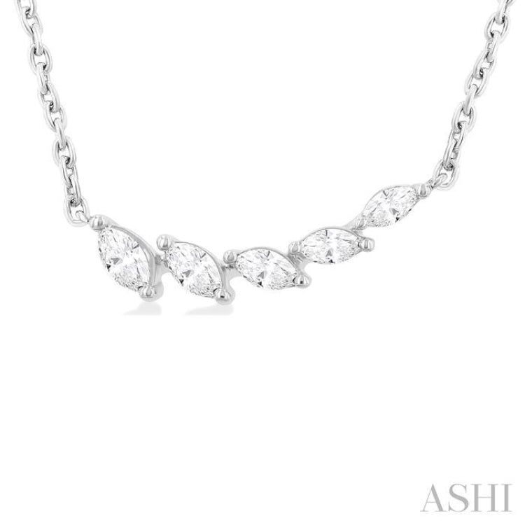 1/3 Ctw Graduated Marquise Cut Diamond Fashion Necklace in 14K White Gold