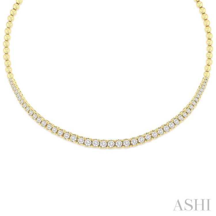 2 1/10 Ctw Round Cut Diamond Choker Necklace in 14K Yellow Gold