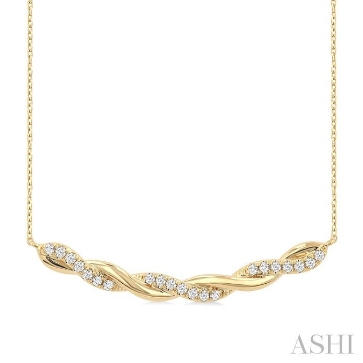 1/3 Ctw Round Cut Diamond Twisted Fashion Necklace in 14K Yellow Gold