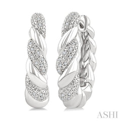 1/10 Ctw Round Cut Diamond Rope Earrings in Sterling Silver