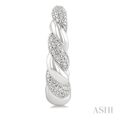 1/10 Ctw Round Cut Diamond Rope Earrings in Sterling Silver