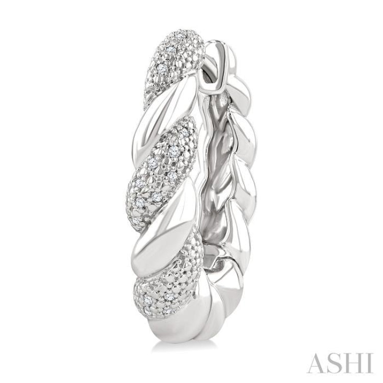 1/10 Ctw Round Cut Diamond Rope Earrings in Sterling Silver