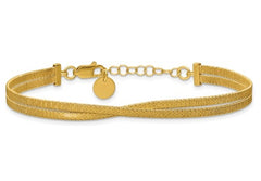 Silver Gold-pl Satin/Textured 2-Strand with 1in ext. Bracelet