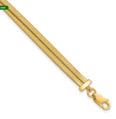 Silver Gold-pl Satin/Textured 2-Strand with 1in ext. Bracelet